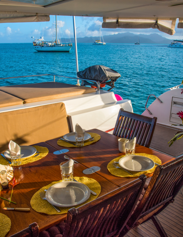 meals on board kiteboarding catamaran
