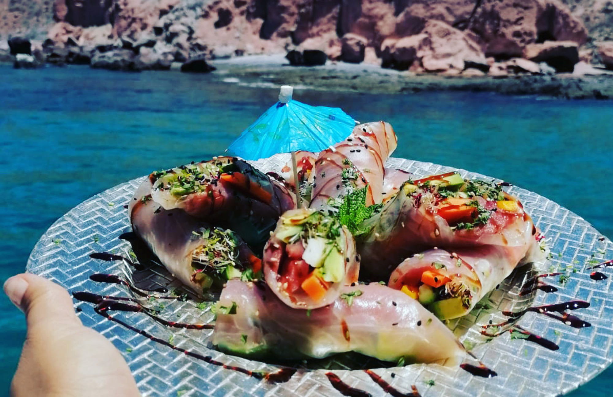 Meals and drinks served on deck under the stars
